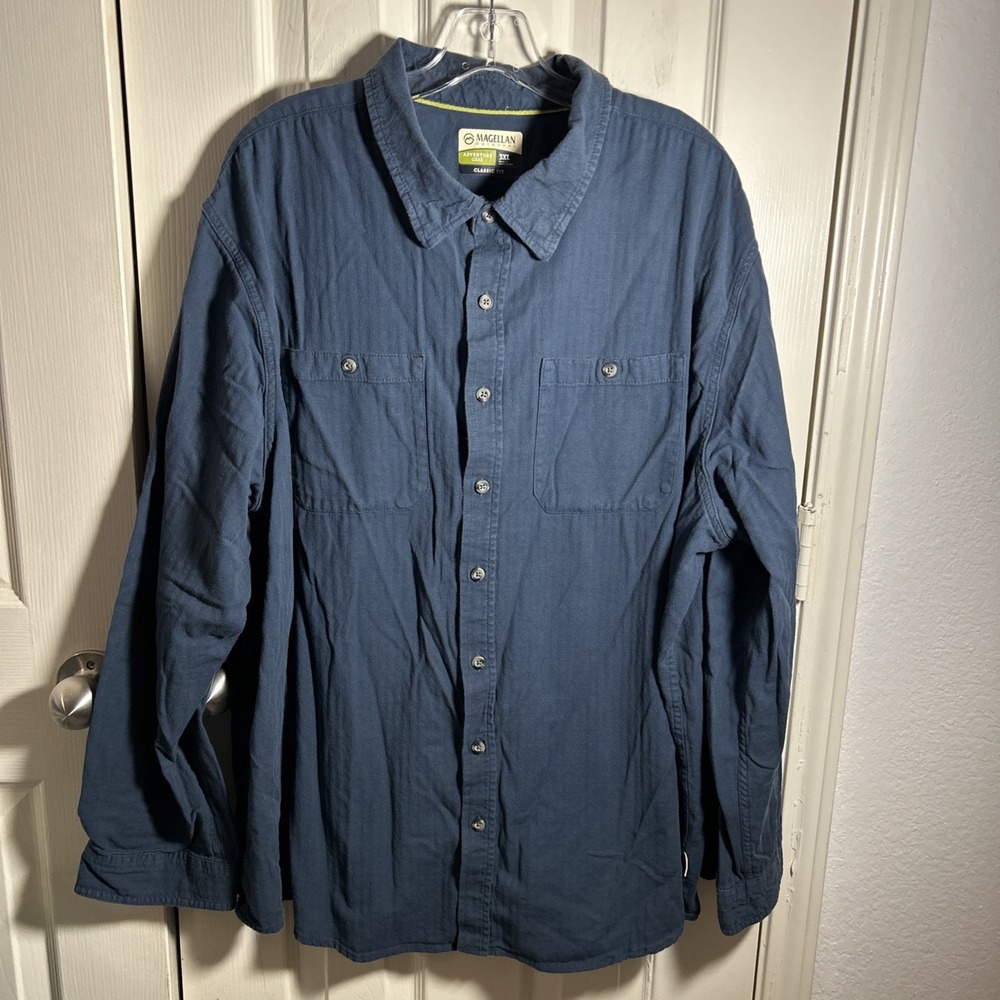 Magellan Outdoors Adventure Gear Shirt Mens 3XL Blue Classic Fit Button Up